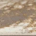 HELEN Rug with an abstract swirling pattern in warm browns and golds, crafted from polyester and polypropylene for comfort and durability.