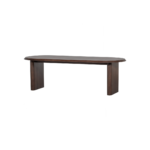ELLIPS Dining Table – A mango wood dining table with a warm walnut finish, featuring a modern flattened-edge design.