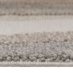 MARIE Rug – Elegant wave-patterned indoor/outdoor rug in soft greys, browns, and taupe, crafted from durable polyester.
