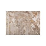 HELEN Rug with an abstract swirling pattern in warm browns and golds, crafted from polyester and polypropylene for comfort and durability.