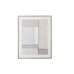 Neutral-toned geometric abstract painting on canvas with champagne frame, perfect for contemporary and transitional interiors.