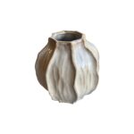 Stone-effect Squat Seed Pod Vase in brown ceramic, ideal for minimalist and modern décor.