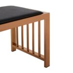 ORYX Rose Gold Bench – a modern stainless steel bench with a luxurious black genuine leather seat and a sleek rose gold finish.