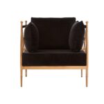 ORYX Rose Gold Armchair – modern luxury chair with a sleek rose gold stainless steel frame and plush black velvet upholstery.