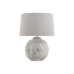 Tiber Large Stone Ceramic Lamp with speckled stone-effect base and light grey fabric shade, perfect for modern and country-style interiors.