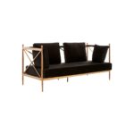 ORYX Rose Gold 2-Seater Sofa – stylish modern sofa with a rose gold stainless steel frame and soft black velvet cushions.