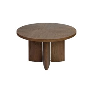 San Jose round dining table with natural oak finish and central pedestal leg, perfect for modern and classic interiors.