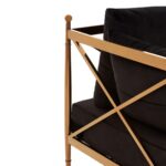 ORYX Rose Gold Armchair – modern luxury chair with a sleek rose gold stainless steel frame and plush black velvet upholstery.