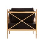 ORYX Rose Gold Armchair – modern luxury chair with a sleek rose gold stainless steel frame and plush black velvet upholstery.