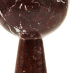ASTER Red Marble Pedestal Bowl – Small red marble bowl with pedestal base and subtle white veining for contemporary decor styling.