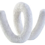 SORELLI Small White Loop Sculpture – Minimalist aluminum decor piece with a textured finish and elegant curved form for modern interiors.