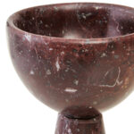 ASTER Red Marble Pedestal Bowl – Small red marble bowl with pedestal base and subtle white veining for contemporary decor styling.