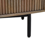 VALMONT Mango Wood Sideboard – Grey mango wood sideboard with three drawers, two doors, and black metal handles.