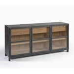 Dark oak sideboard with glass and wood doors, drawers – Alantra design