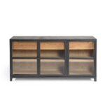 Dark oak sideboard with glass and wood doors, drawers – Alantra design