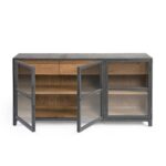Dark oak sideboard with glass and wood doors, drawers – Alantra design