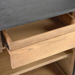 Dark oak sideboard with glass and wood doors, drawers – Alantra design