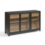 Dark oak sideboard with glass doors and drawers – Alantra design