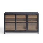 Dark oak sideboard with glass doors and drawers – Alantra design