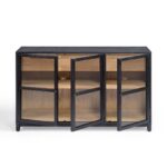Dark oak sideboard with glass doors and drawers – Alantra design