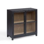 Small dark oak sideboard with glass doors – Alantra collection