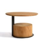 Two-level teak wood coffee table with black base – Amalfi collection