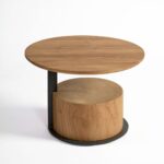 Two-level teak wood coffee table with black base – Amalfi collection