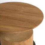 Round teak side table with black base – Amalfi Collection