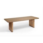 BALI rectangular oak dining table with natural rattan-wrapped legs – light wood finish.