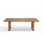BALI rectangular oak dining table with natural rattan-wrapped legs – light wood finish.