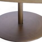 CHICAGO natural oak coffee table set with irregular shapes and golden metal legs.