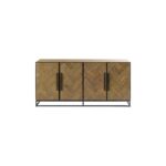 Oak wood sideboard with black metal legs and handles – Lhae by Crisal Decoración