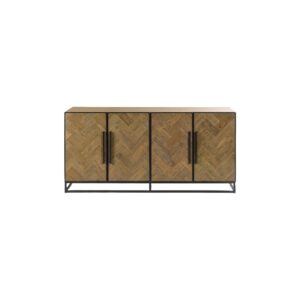 Oak wood sideboard with black metal legs and handles – Lhae by Crisal Decoración