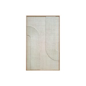 Vertical woven palm wall art framed in oak veneer with 3D texture by Versmissen.