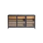 Dark oak sideboard with glass and wood doors, drawers – Alantra design