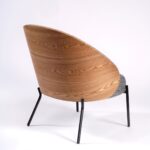 RITA Natural Wood Armchair featuring gray upholstery and a natural wood backrest, designed for modern comfort and style.