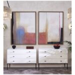 ROMA White Chest of Drawers in white oak with matte black legs and T-handles—stylish minimalist dresser for contemporary bedrooms.