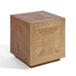 Natural oak wood side table with minimalist design and square top—ideal for modern or Scandinavian interiors.