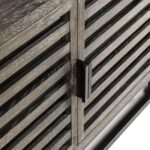 Grey oak display cabinet with glass doors and black metal frame – Valmari Collection