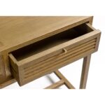 Natural oak console table with two drawers featuring persianilla-style fronts and wooden base, ideal for hallways and modern interiors.