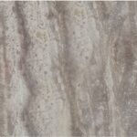 Small round grey travertine dining table with bronze base – Cooper 70cm.