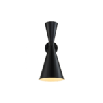 ANNE black wall sconce with geometric metal frame for modern interiors.