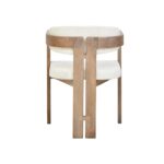 VALMONT Mango Wood Dining Chair – Grey mango wood chair with cream boucle upholstery and modern open-back design.