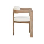 VALMONT Mango Wood Dining Chair – Grey mango wood chair with cream boucle upholstery and modern open-back design.