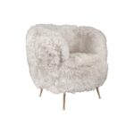 CARBANA New Zealand Sheepskin Armchair – Beige, plush sheepskin-covered armchair with sculptural curves and generous proportions.