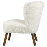 EMILIA Curl Teddy Armless Chair in white with plush curly upholstery and wooden legs.