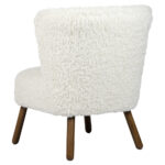 EMILIA Curl Teddy Armless Chair in white with plush curly upholstery and wooden legs.