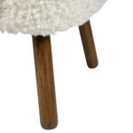 EMILIA Curl Teddy Armless Chair in white with plush curly upholstery and wooden legs.
