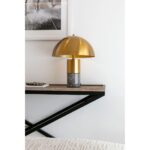FLAIR gold mushroom table lamp with white marble base for modern and elegant interiors.