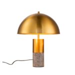 FLAIR gold mushroom table lamp with white marble base for modern and elegant interiors.